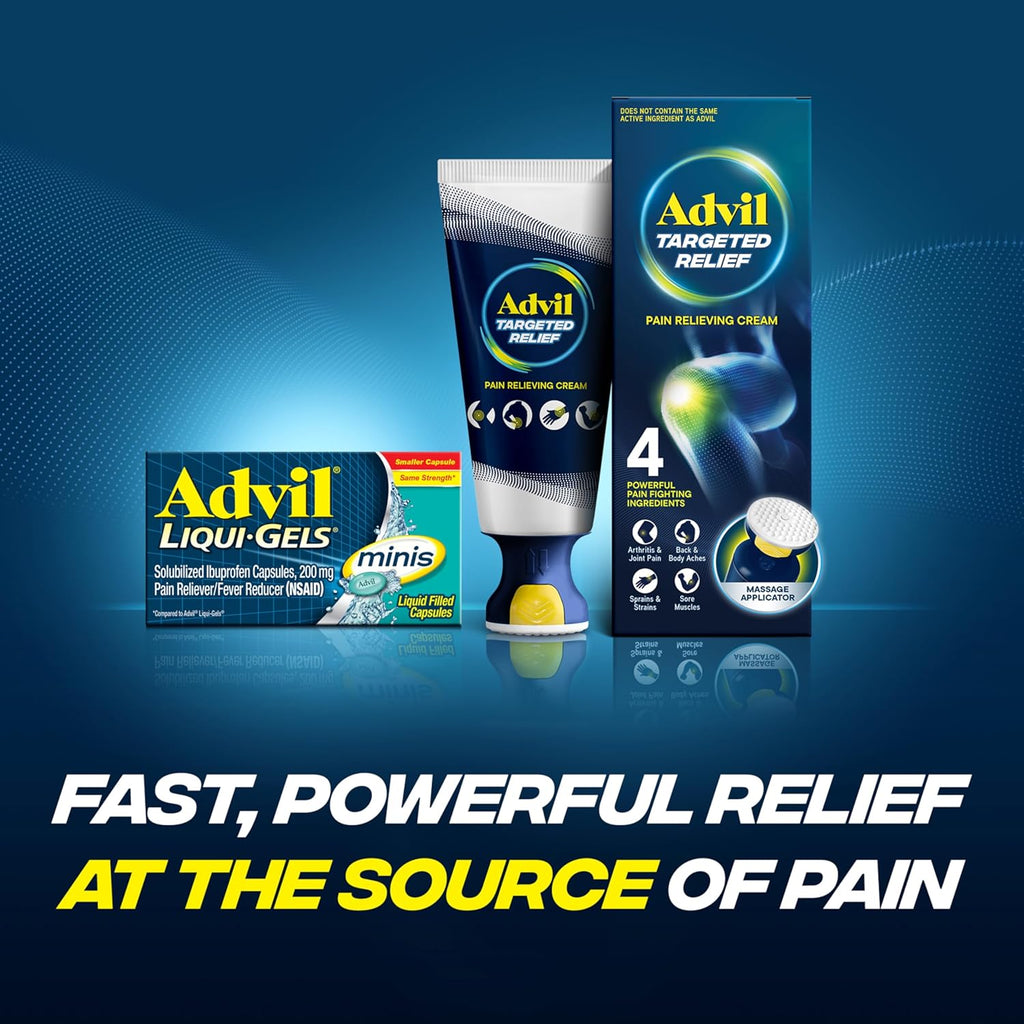 Advil Liqui-Gels Minis Pain Reliever and Fever Reducer, Pain Medicine for Adults with Ibuprofen 200mg for Pain Relief - 80 Liquid Filled Capsules