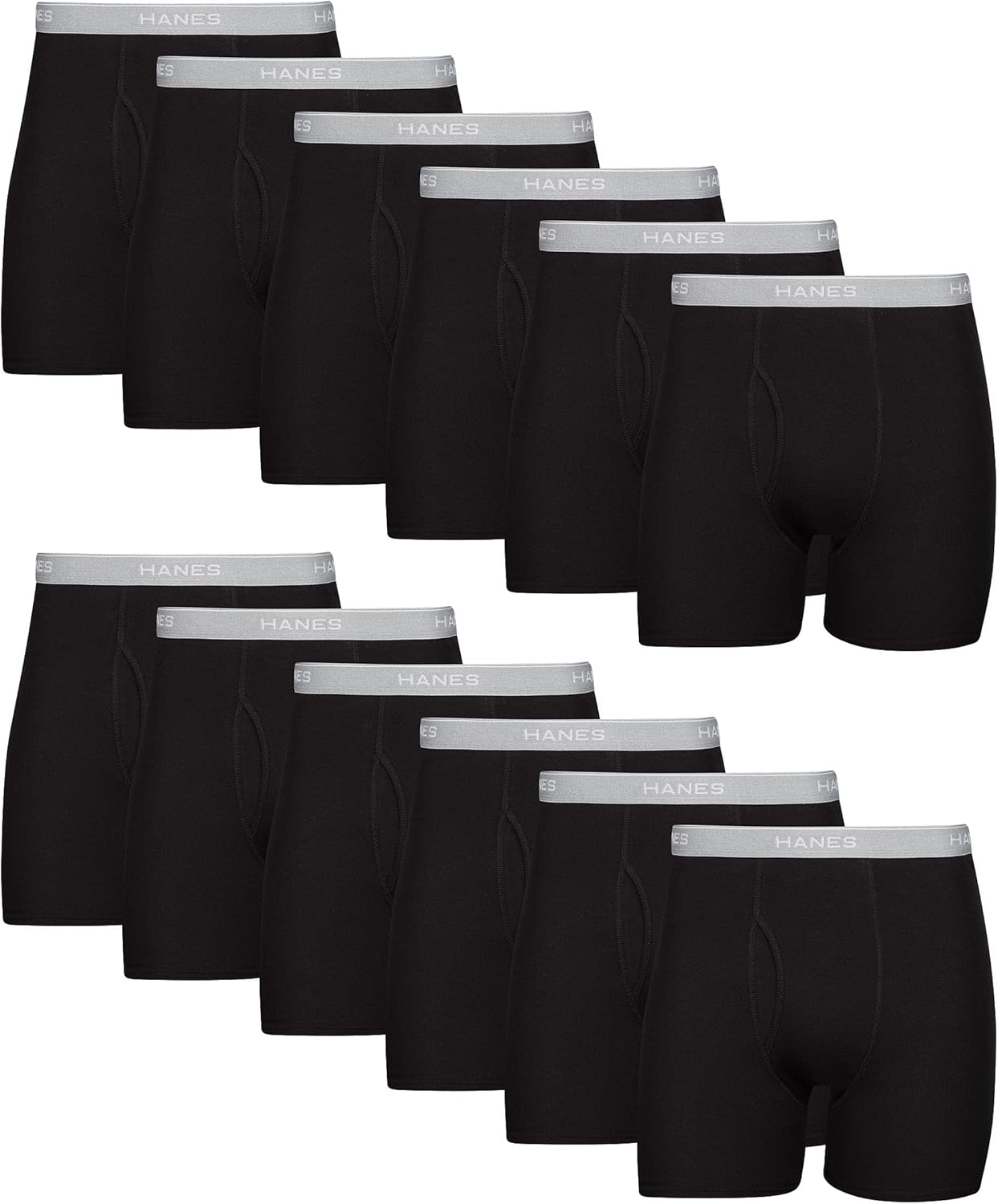 Hanes Men's Underwear Boxer Briefs Pack, Cool & Breathable Cotton Moisture-Wicking Underwear for Men, No Ride Up
