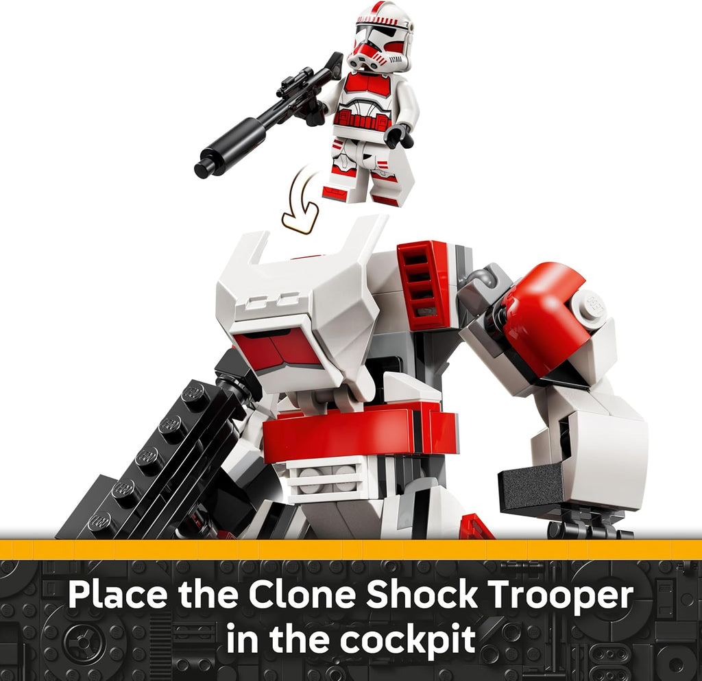 LEGO Star Wars Clone Shock Trooper Mech Building Toy for Boys & Girls - Poseable Star Wars Figure W/Pretend Play Blaster & Stud Shooter for Kids & Fans, Ages 6+ - Gift Idea for Birthdays - 75448