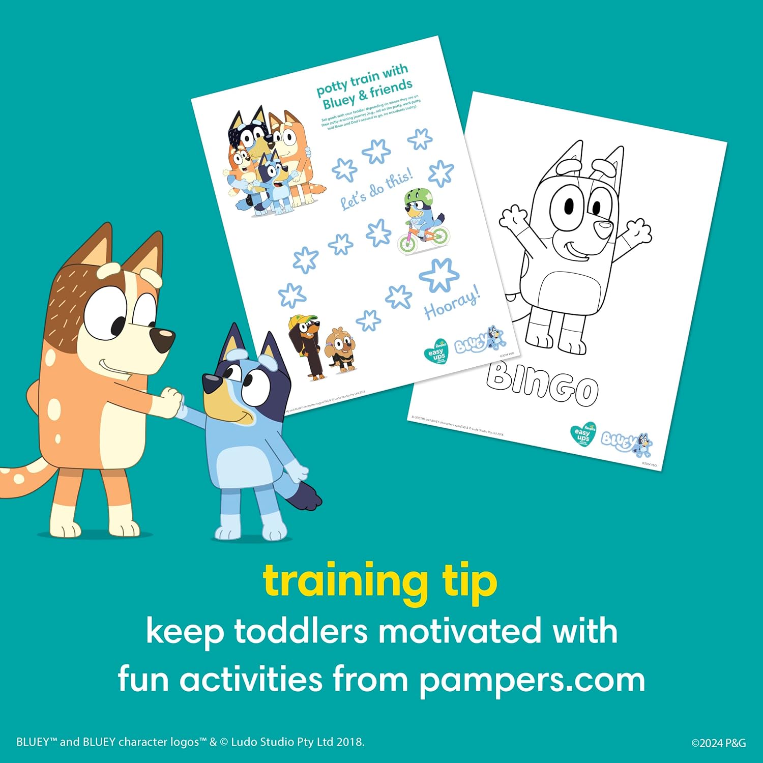 Pampers Training Pants - Easy Ups Boys & Girls Bluey - Size 5T-6T, 84 Count, Children's Potty Underwear (Packaging May Vary)