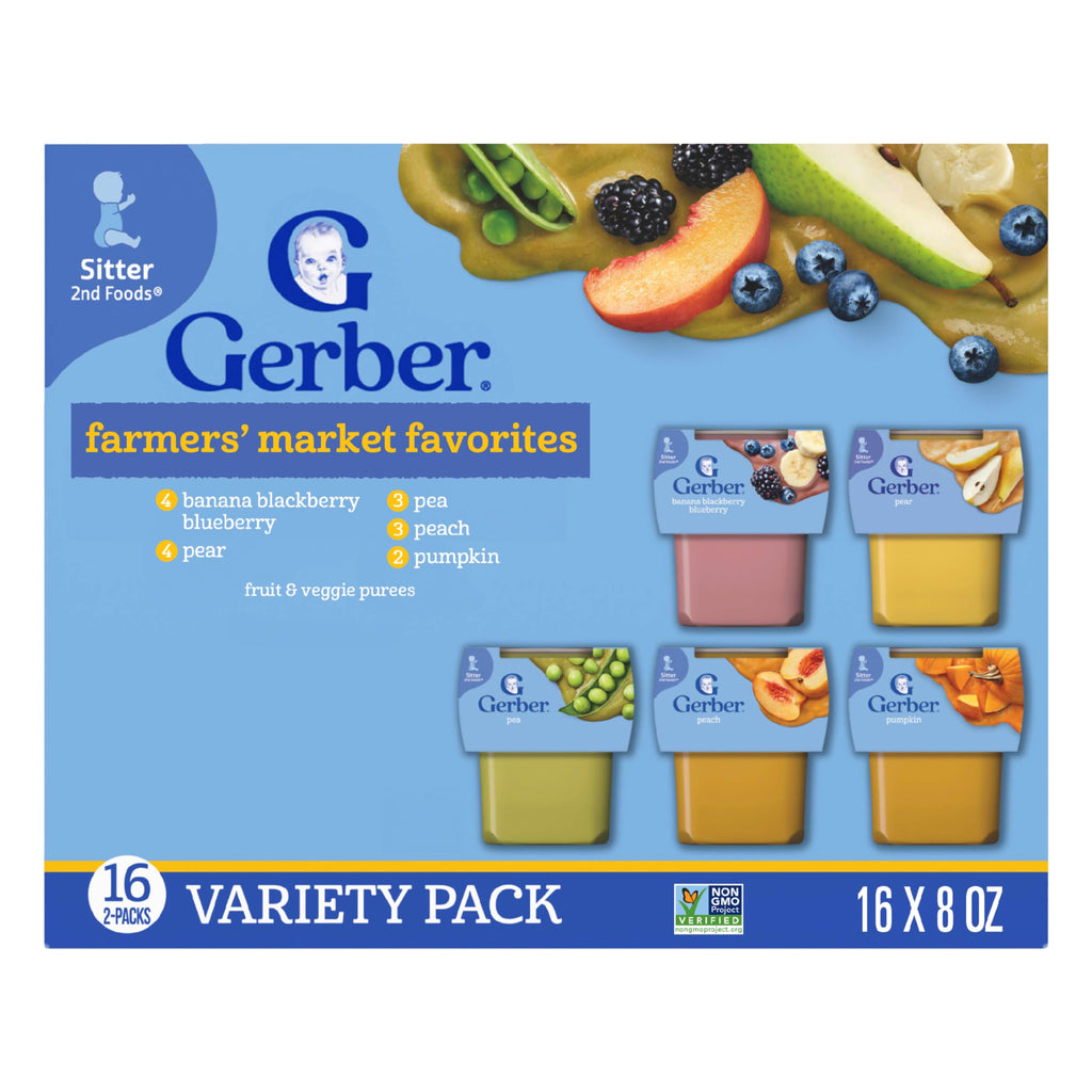 Gerber Stage 2 Baby Food, Nourishing Blends Tubs, Baby Puree, Variety Pack, 32PK