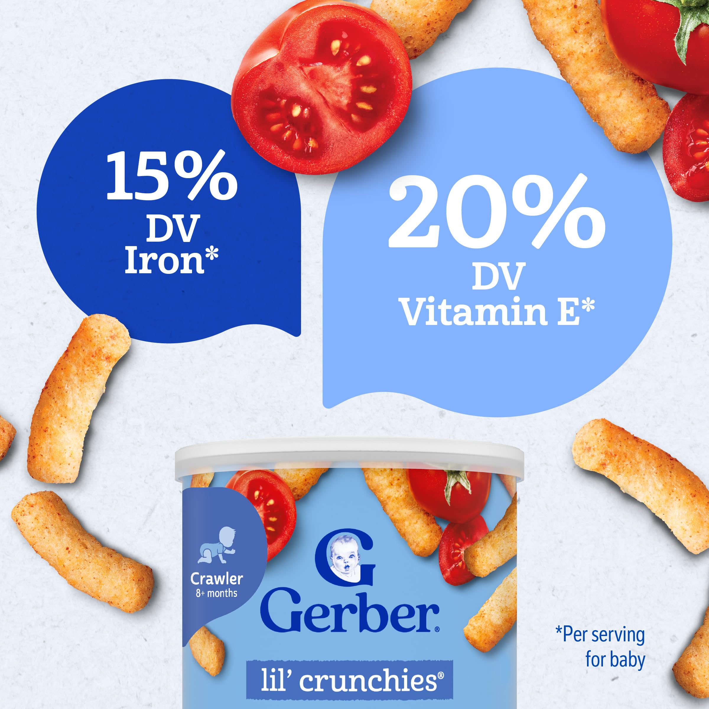 Gerber Snacks for Baby Lil Crunchies, Garden Tomato, 1.48 Ounce (Pack of 6)
