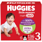 Huggies Size 6 Baby Diapers, Little Movers HuggFit 360° Baby Diapers with 360° Waistband, Size 6 (35+ lbs), 104 Count (2 Packs of 52), Packaging May Vary