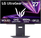 LG 32GX870A-B 32-inch Ultragear 4K UHD (3840 x 2160) OLED Gaming Monitor, Dual-Mode, 240Hz, 0.03ms, NVIDIA, AMD FreeSync Premium Pro, VESA DisplayHDR True Black 400, USB Type-C, DP2.1
