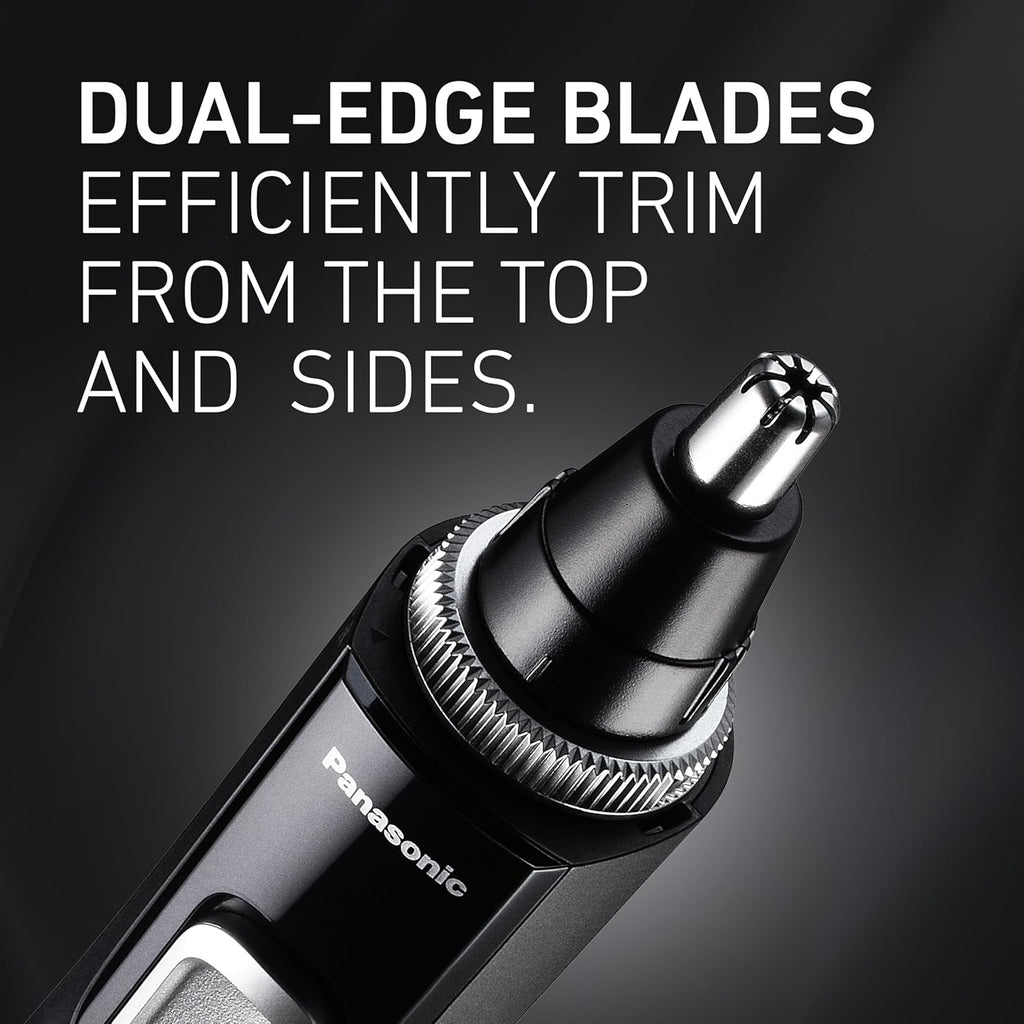 Panasonic Ear and Nose Hair Trimmer for Men with Vacuum Cleaning System, Powerful Motor and Dual-Edge Blades for Smoother Cutting, Wet/Dry – ER-GN70-K (Black)