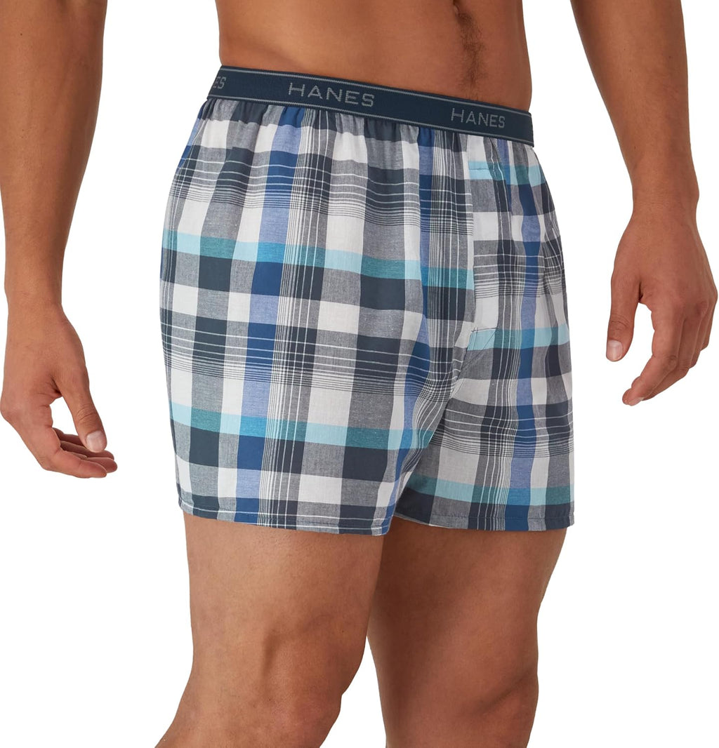 Hanes Men's Underwear Boxers Pack, Cool & Breathable Cotton Underwear, Moisture-Wicking Boxers for Men