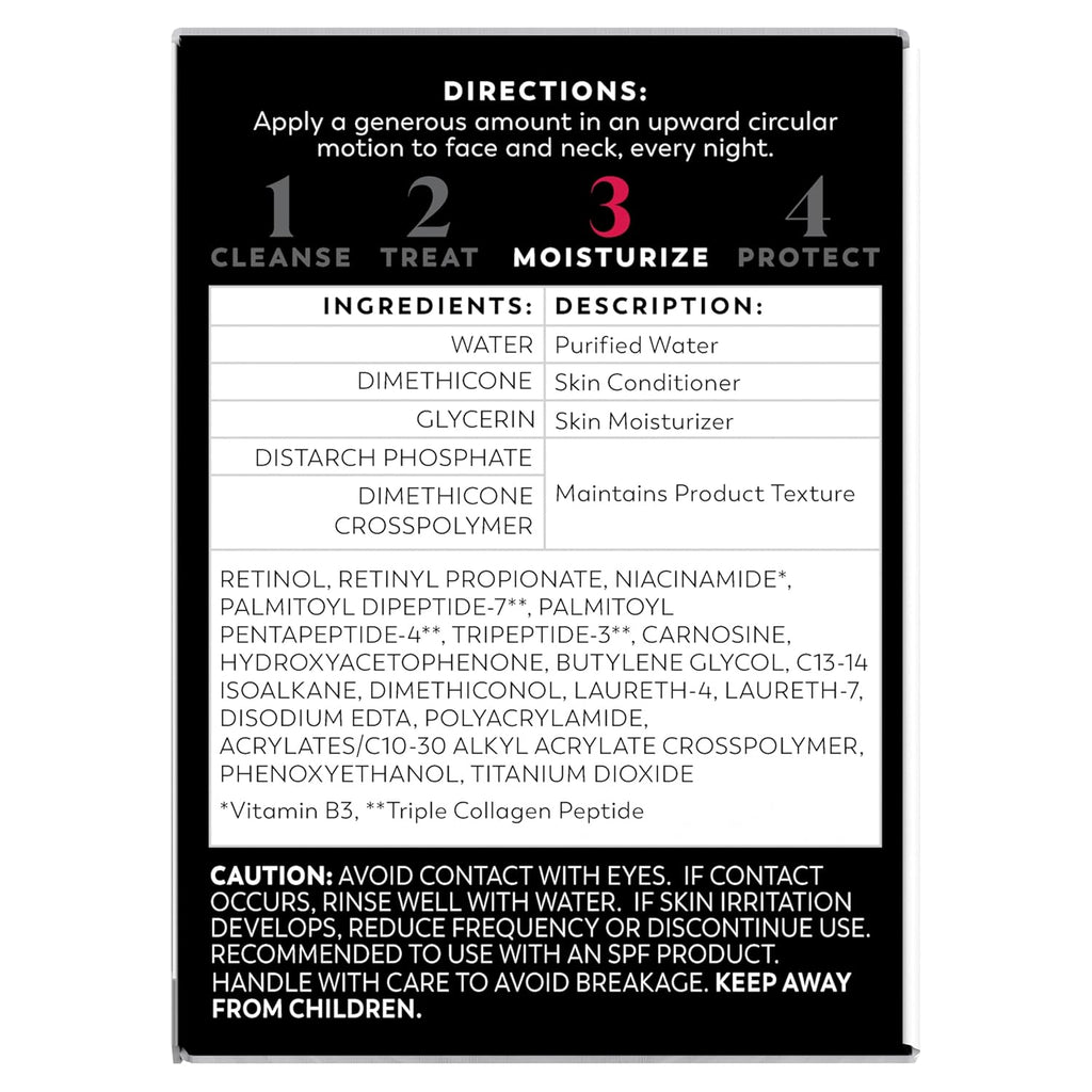 Olay Retinol Night Cream for Women, MAX, Anti-Aging Face Mousturizer, Fragrance-Free, Non Greasy - Anti-Wrinkle, Smooth Fine Lines, Hydrating Skin Care - Triple Collagen Cream, Niacinamide, 1.7oz