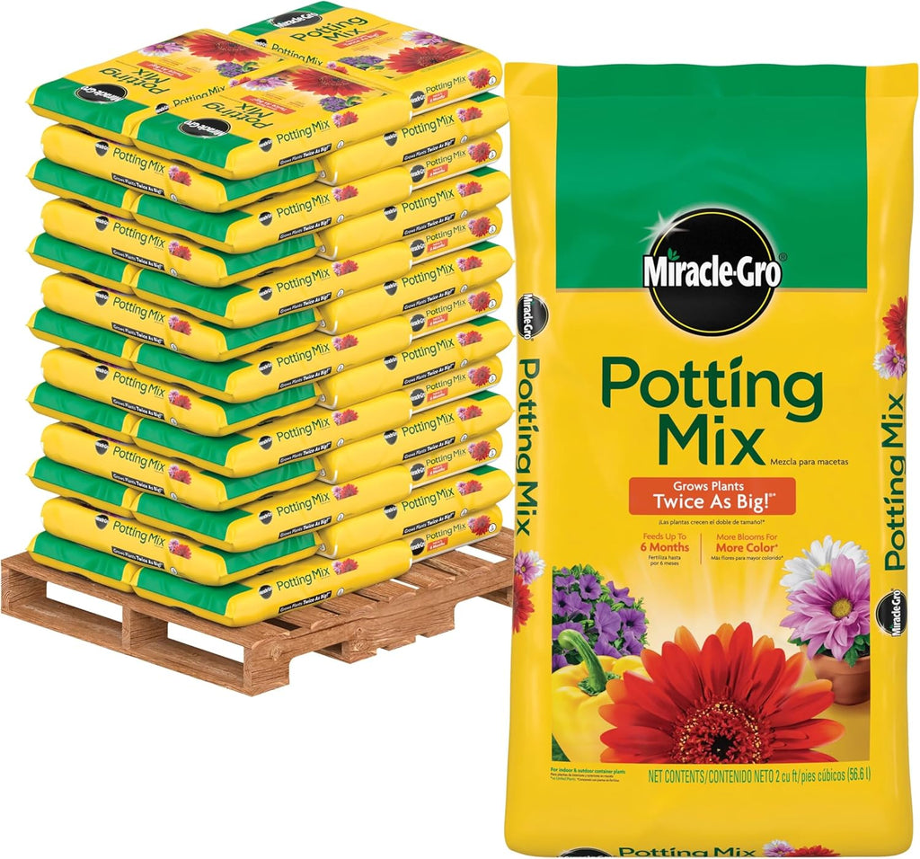 Miracle-Gro Potting Mix, For Container Plants, Flowers, Vegetables, Shrubs, Annuals, Perennials, Feeds up to 6 Months, 8 qt., 2-Pack