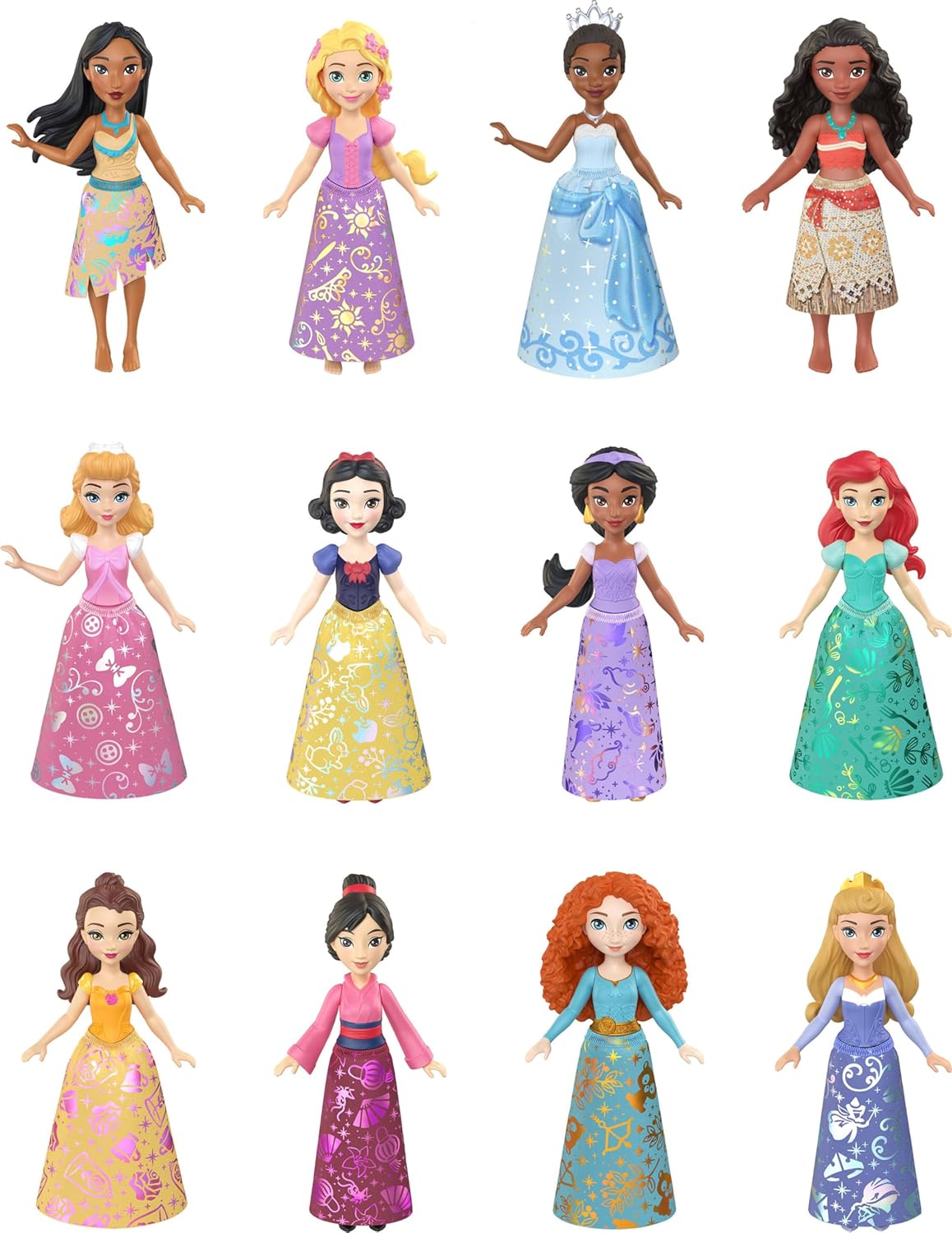 Mattel Disney Princess Toys, Ultimate Princess Pack with 12 Small Posable Dolls in Signature Outfits, Collectibles Inspired by Disney Movies