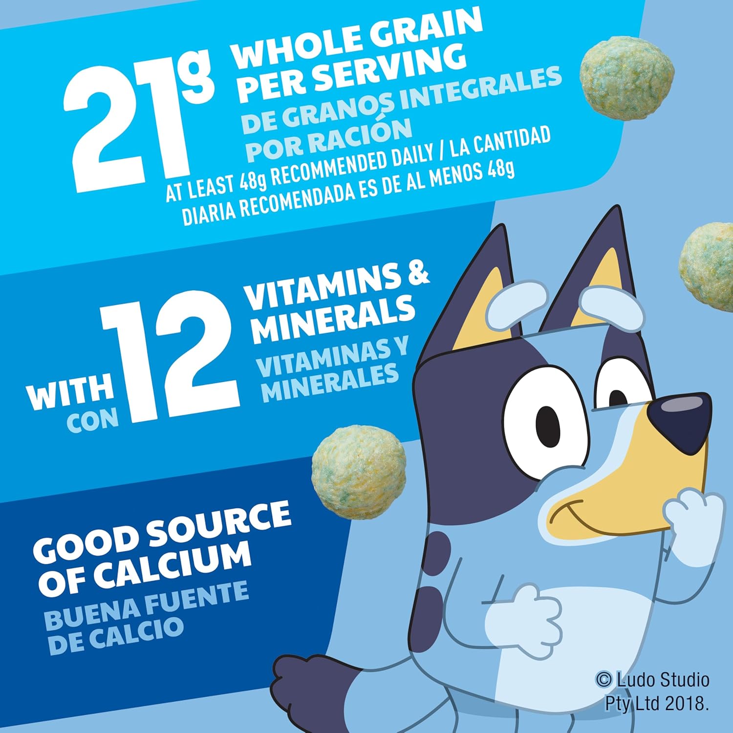 Bluey Cereal, Crispy Corn Cereal Puffs, Made with Whole Grain, Family Size, 18 oz