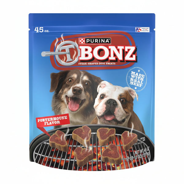 Purina T-Bonz Porterhouse Flavor Steak Shaped Treats for Dogs - 45 oz. Pouch