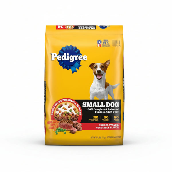 Pedigree Complete Nutrition Adult Small Dog Dry Dog Food, Grilled Steak & Vegetable Flavor, 14 lb. Bag