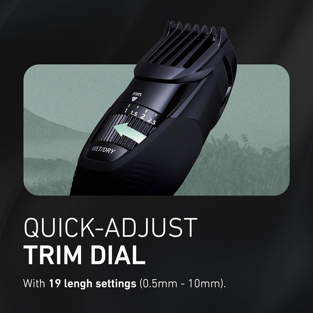 Panasonic Cordless Beard Trimmer for Men with Precision Dial, 19 Adjustable Length Settings, Rechargeable Battery, Washable - ER-GB42-K (Black)