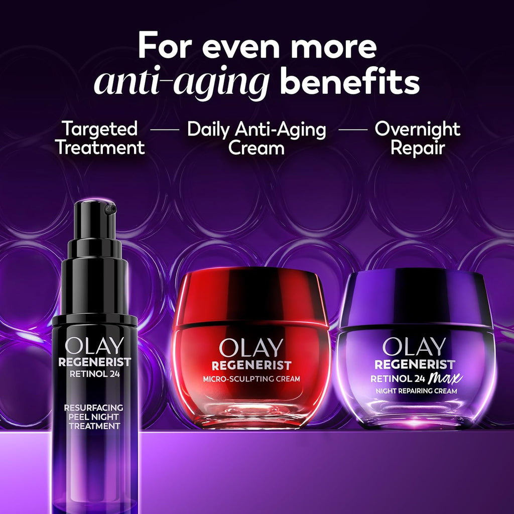 Olay Retinol Night Cream for Women, MAX, Anti-Aging Face Mousturizer, Fragrance-Free, Non Greasy - Anti-Wrinkle, Smooth Fine Lines, Hydrating Skin Care - Triple Collagen Cream, Niacinamide, 1.7oz