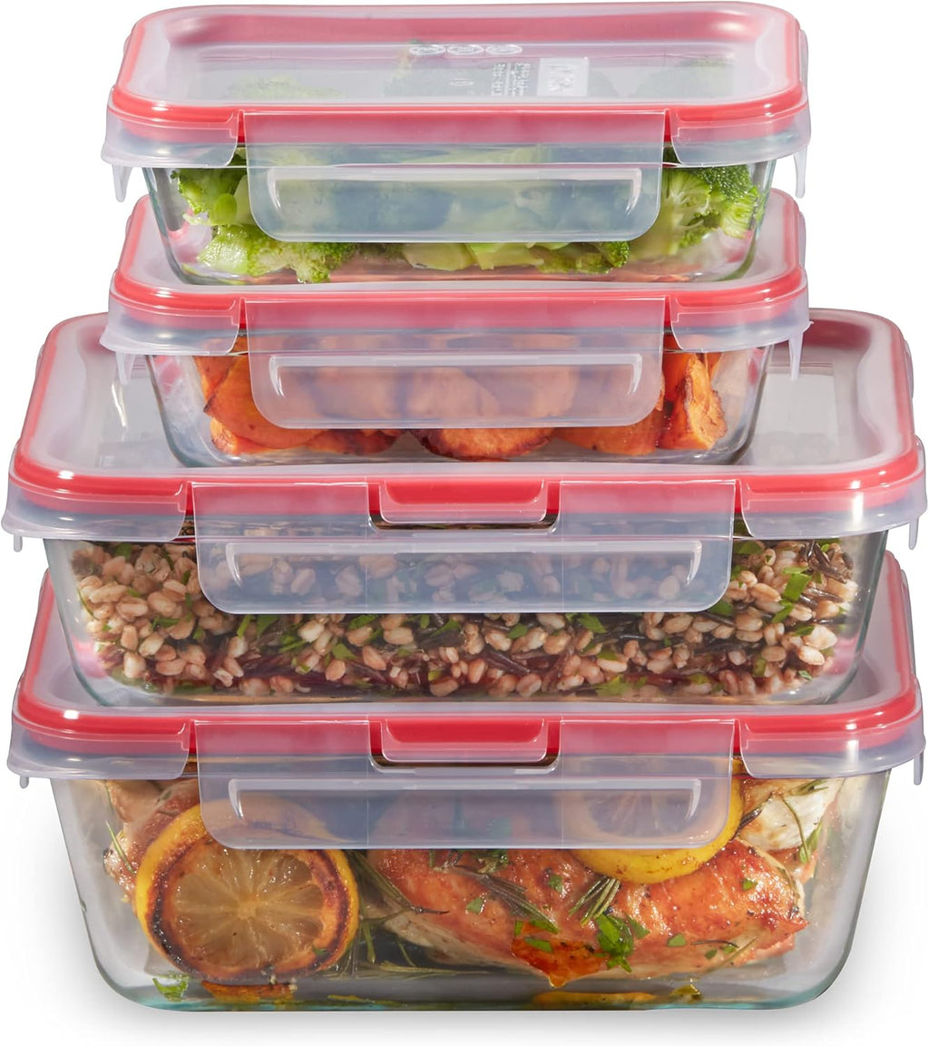 Pyrex Freshlock (5-Pack, 4 Cup) Glass Food Storage Containers Set, Airtight & Leakproof Locking Lids BPA-Free, Meal Prep Containers Set, Freezer Dishwasher Microwave Safe
