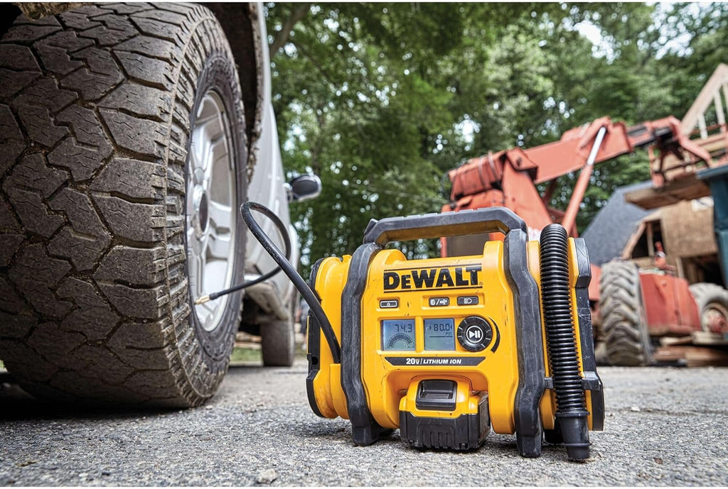 DEWALT Tire Inflator Portable Air Compressor 20V MAX, Car Air Pump with Automatic Shut Off, LED Light, Tool Only (DCC020IB)