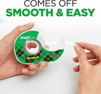 Scotch Magic Tape, Invisible, Repair Christmas Cards and Use as Holiday Gift Wrap Supplies for Christmas, 6 Tape Rolls with Dispensers