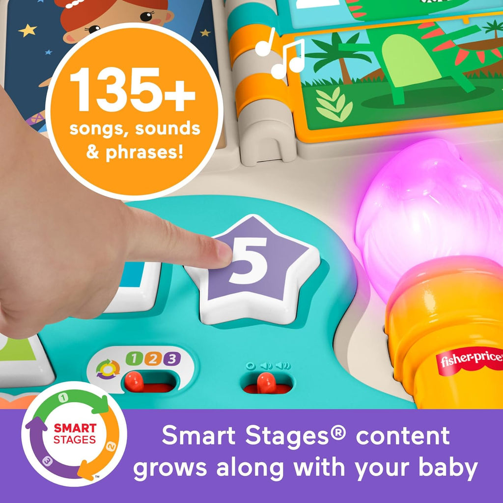 Fisher-Price Baby & Toddler Toy Laugh & Learn 4-in-1 Activity Table & Art Easel with Educational Music for Ages 6+ Months, Multilanguage Version