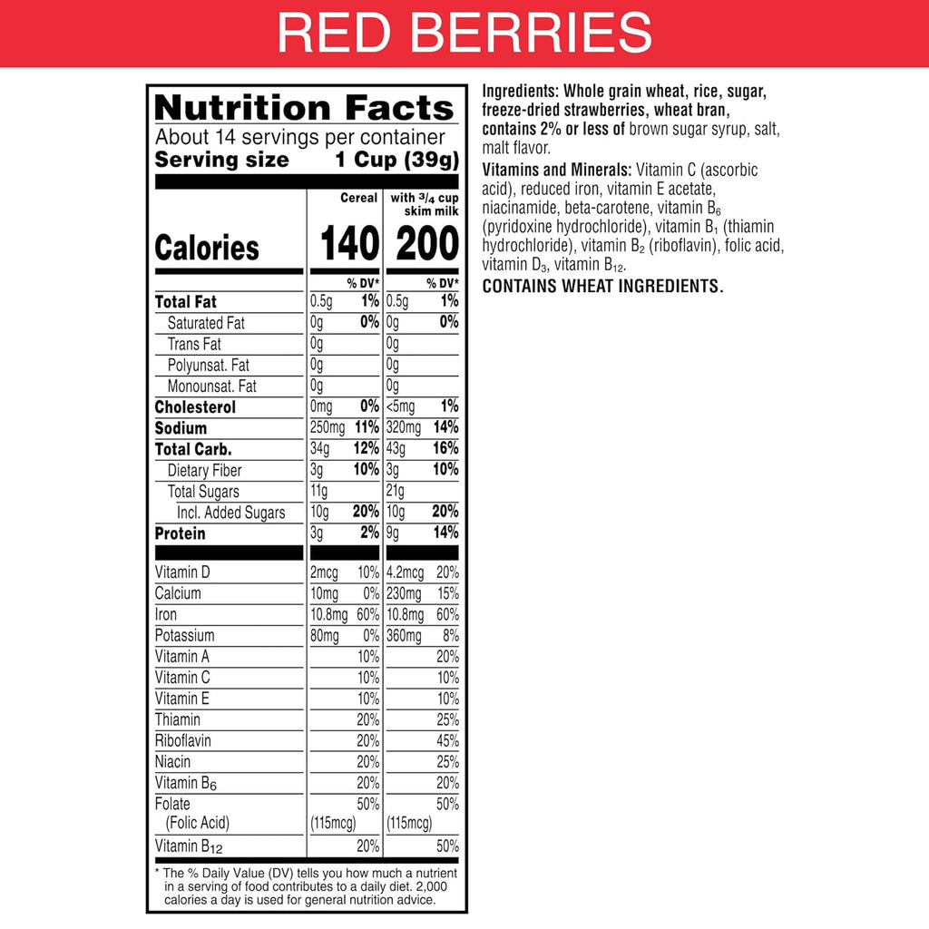 Kellogg's Special K Red Berries Breakfast Cereal, Good Source of Fiber, Giant Size, 19.2 oz