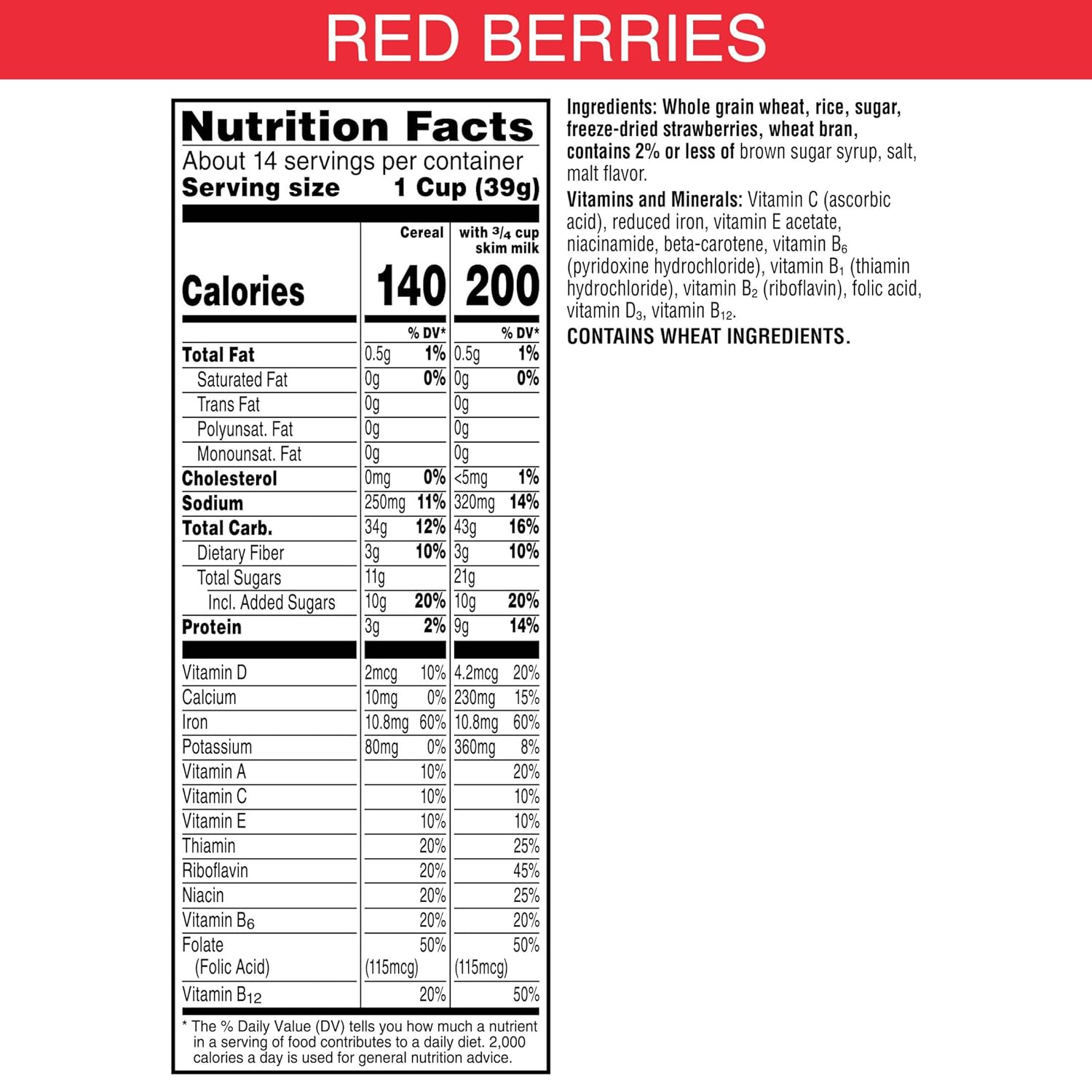 Kellogg's Special K Red Berries Breakfast Cereal, Good Source of Fiber, Giant Size, 19.2 oz