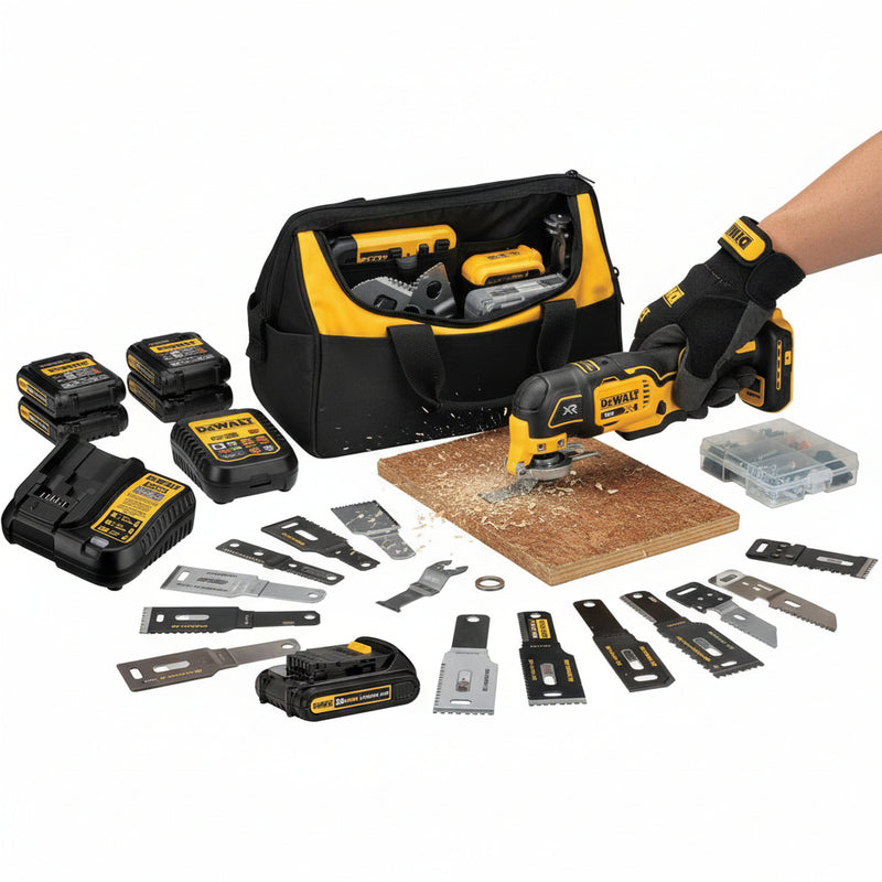 DEWALT 20V MAX XR Oscillating Tool Kit with Blades, 3 Speed Cordless Brushless Multitool, Up to 20,000 OPM, LED Light, Battery and Charger Included (DCS356C1)