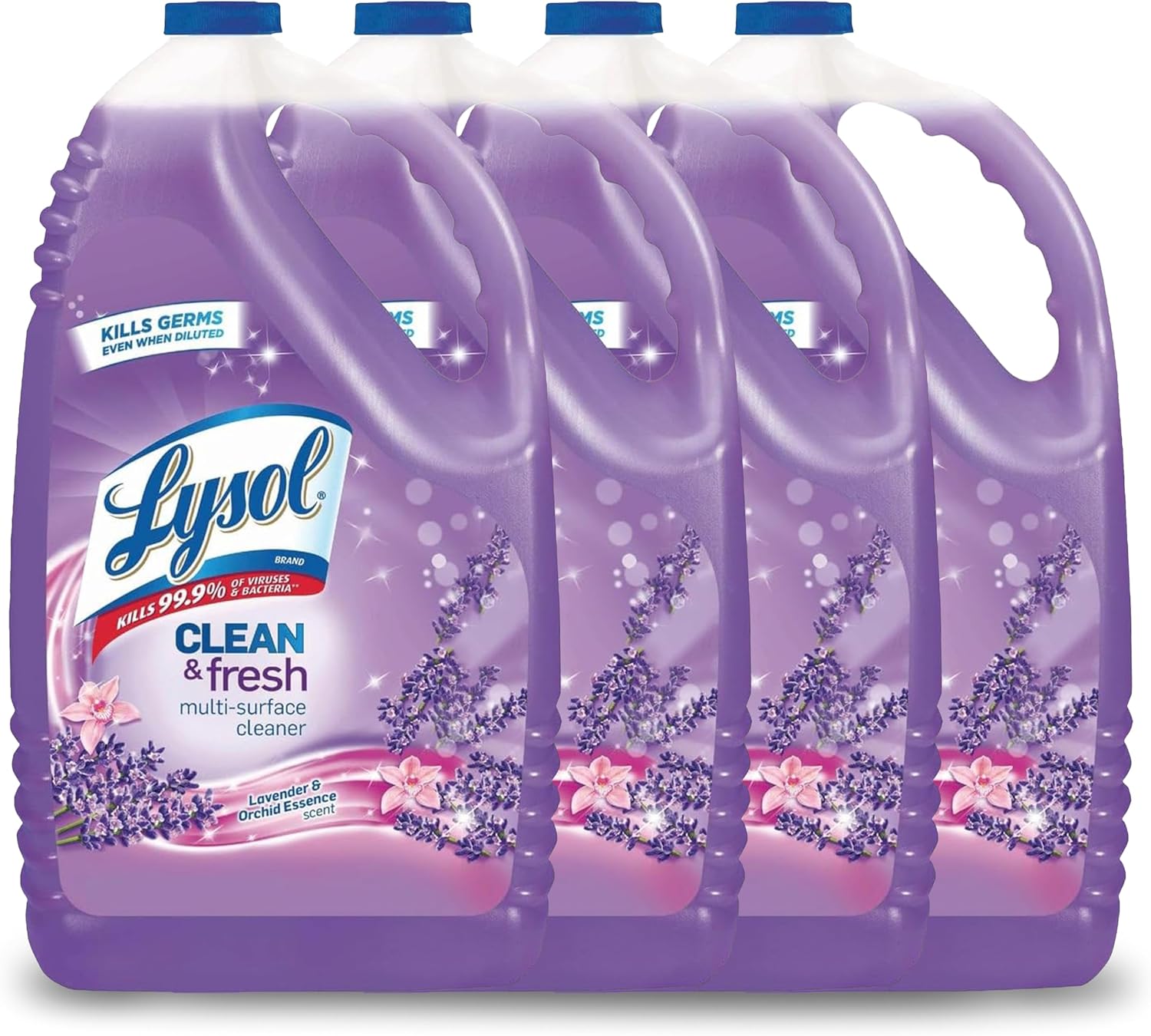 Lysol Multi-Surface Cleaner, Sanitizing and Disinfecting Pour, to Clean and Deodorize, Sparkling Lemon and Sunflower Essence, 144 Fl Oz