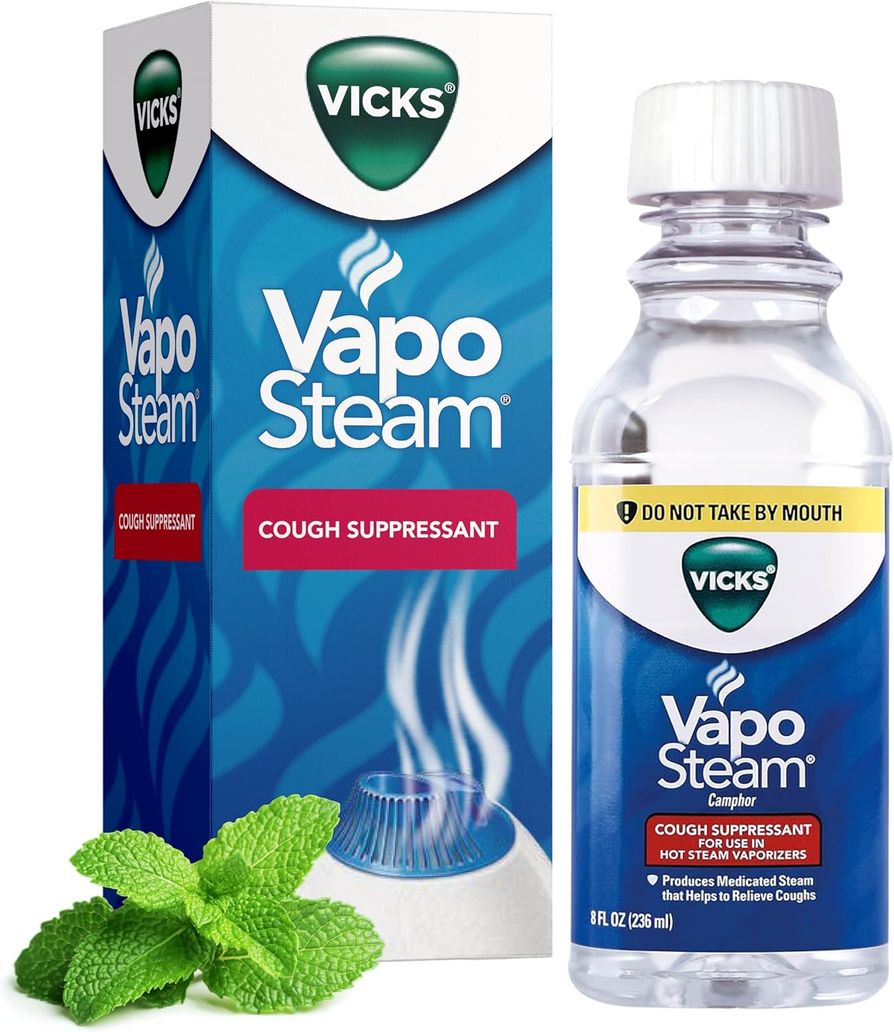 Vicks VapoSteam Medicated Liquid with Camphor, a Cough Suppressant, 8 Oz – VapoSteam Liquid Helps Relieve Coughing, for Use in Vicks Vaporizers and Humidifiers