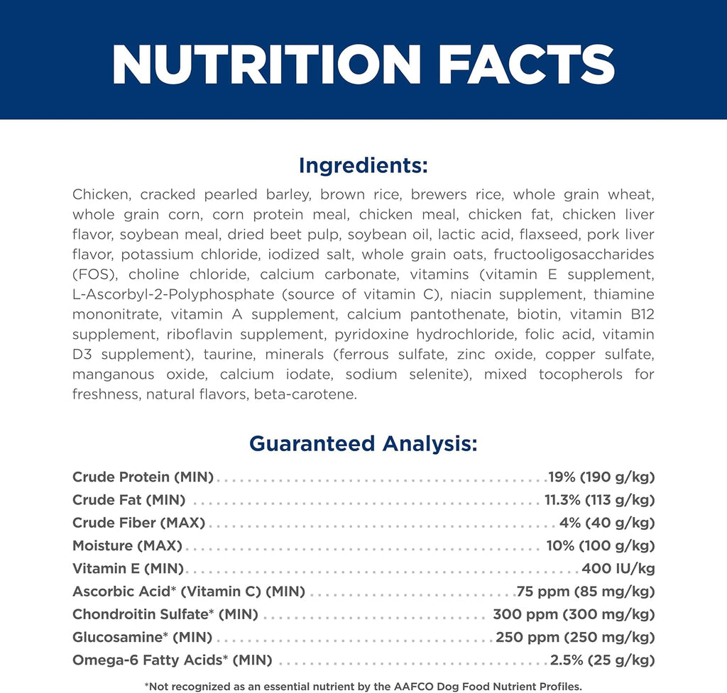 Hill's Science Diet Large Breed Adult Dry Dog Food 1-5, Quality Protein for Joint Support & Lean Muscles, Chicken & Barley, 35 lb. Bag