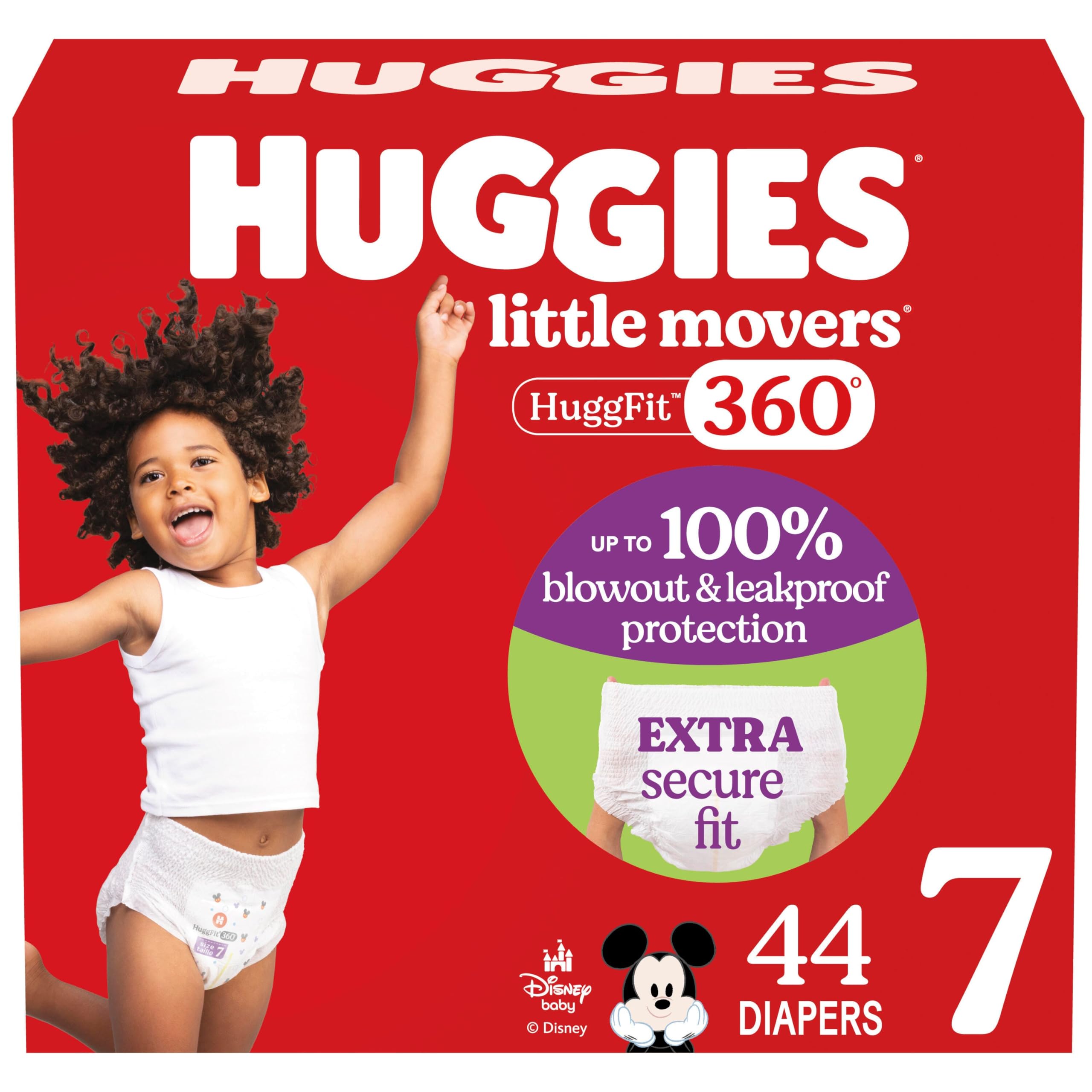 Huggies Size 6 Baby Diapers, Little Movers HuggFit 360° Baby Diapers with 360° Waistband, Size 6 (35+ lbs), 104 Count (2 Packs of 52), Packaging May Vary
