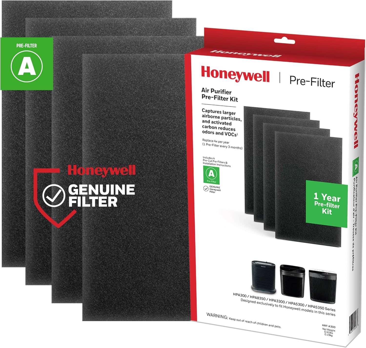 Honeywell HEPA Air Purifier Filter Replacement Kit for HPA300, HPA3300, HPA5300, HPA8350 series Air Purifiers, Value Combo Pack Includes 3 HEPA R & 4 A Carbon Pre-Cut Pre-Filters