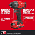 CRAFTSMAN V20 MAX Cordless Drill Driver and Impact Driver Set, Power Tool Set with 2 Batteries and Charger, LED Work Light, 2 Bits, Bag (CMCK200C2)