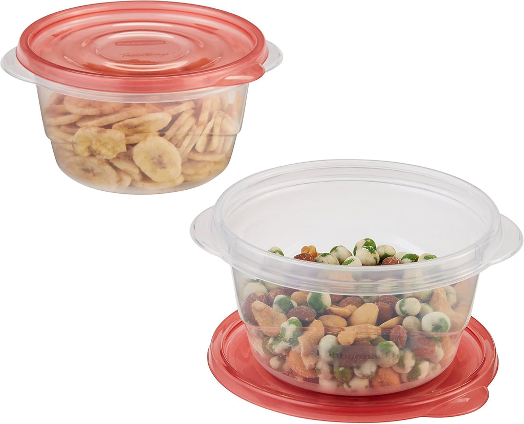 Rubbermaid TakeAlongs Small Bowl Food Storage Containers, 3.2 Cup, Tint Chili, 2 Count