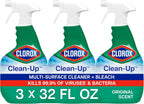 Clorox Clean-Up Multi-Surface Cleaner with Bleach, Original, Spray Bottle, 32 Fl Oz., Pack of 3