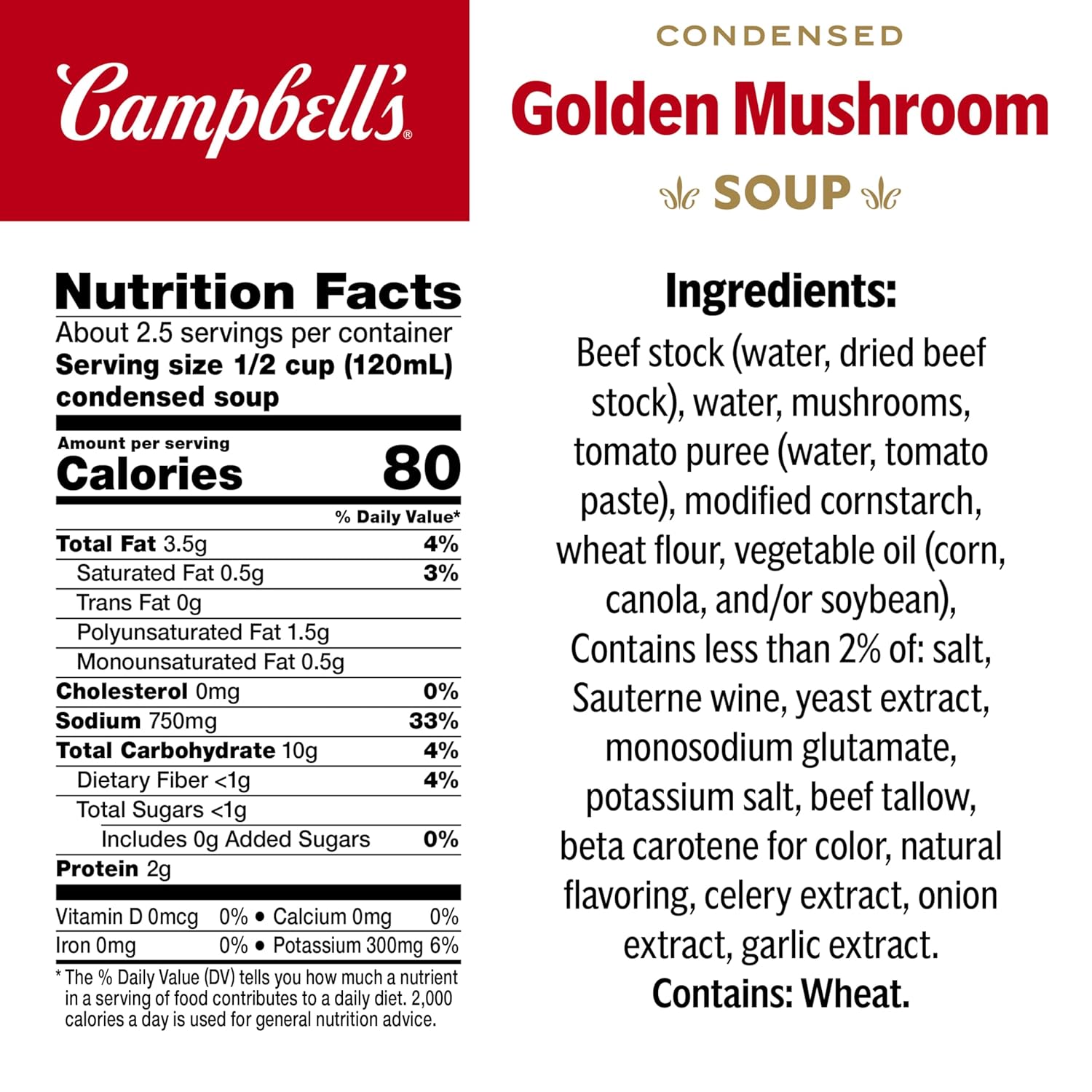 Campbell's Condensed Golden Mushroom Soup, 10.5 oz Can (12 Pack)