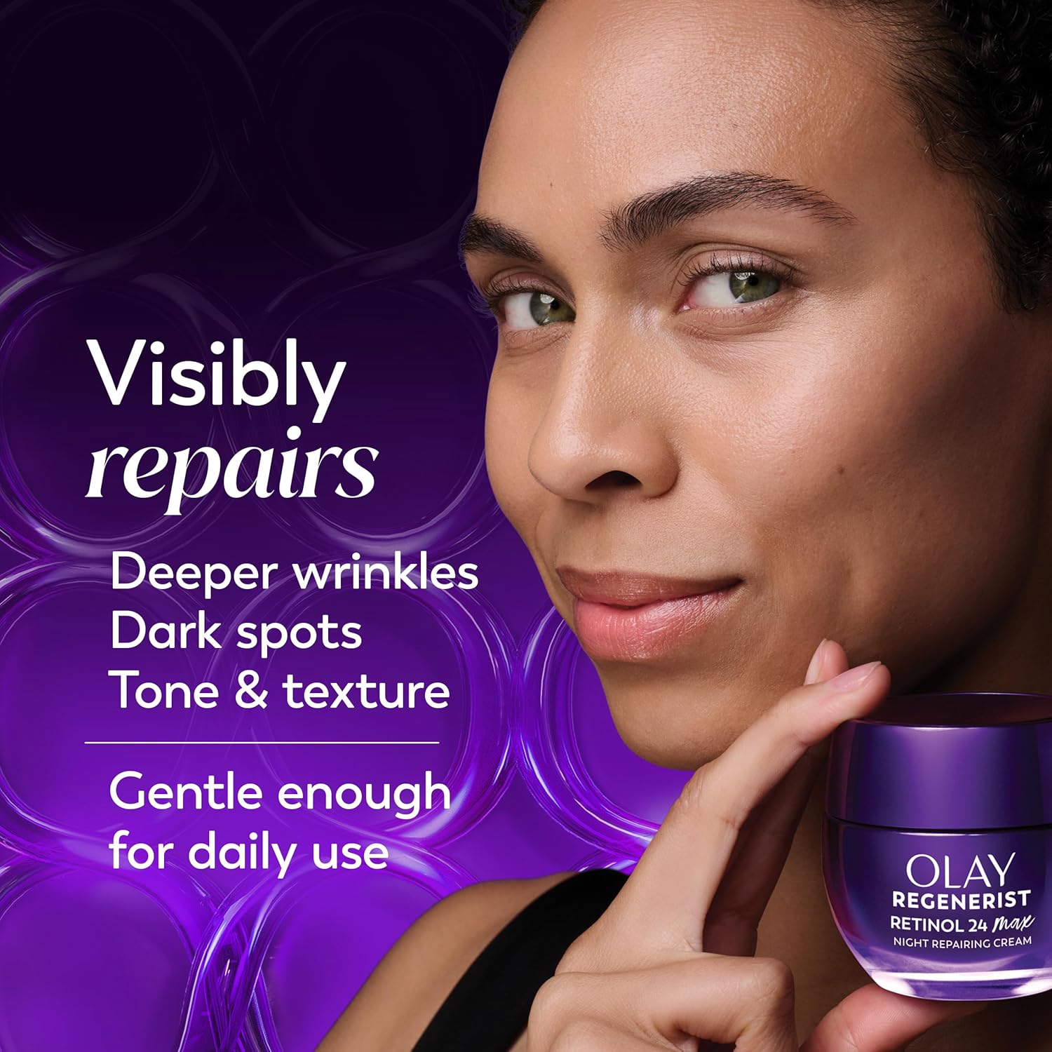 Olay Retinol Night Cream for Women, MAX, Anti-Aging Face Mousturizer, Fragrance-Free, Non Greasy - Anti-Wrinkle, Smooth Fine Lines, Hydrating Skin Care - Triple Collagen Cream, Niacinamide, 1.7oz