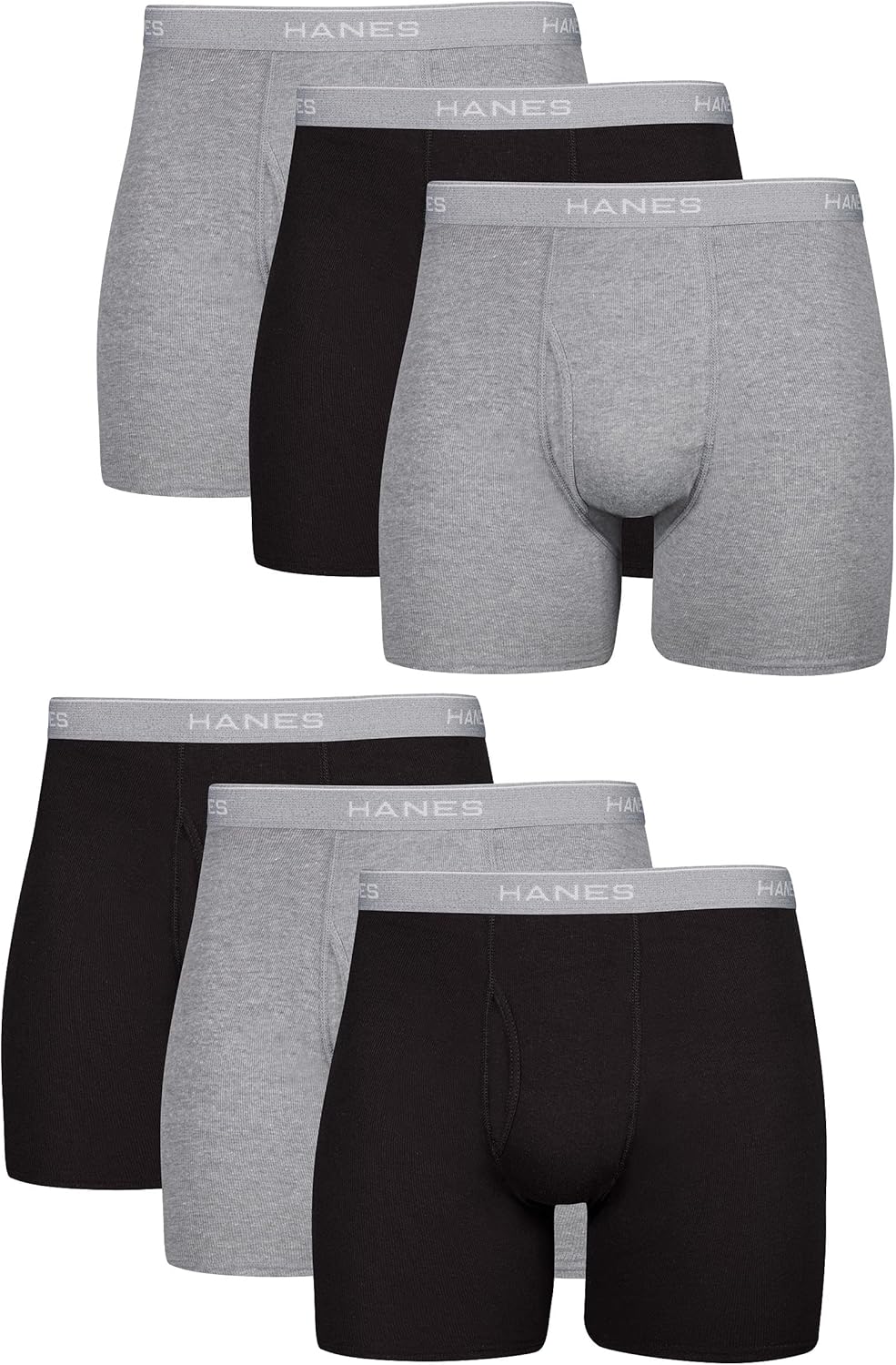 Hanes Men's Underwear Boxer Briefs Pack, Cool & Breathable Cotton Moisture-Wicking Underwear for Men, No Ride Up