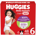 Huggies Size 6 Baby Diapers, Little Movers HuggFit 360° Baby Diapers with 360° Waistband, Size 6 (35+ lbs), 104 Count (2 Packs of 52), Packaging May Vary