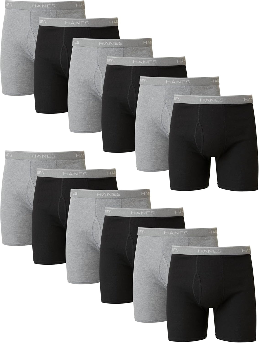 Hanes Men's Underwear Boxer Briefs Pack, Cool & Breathable Cotton Moisture-Wicking Underwear for Men, No Ride Up