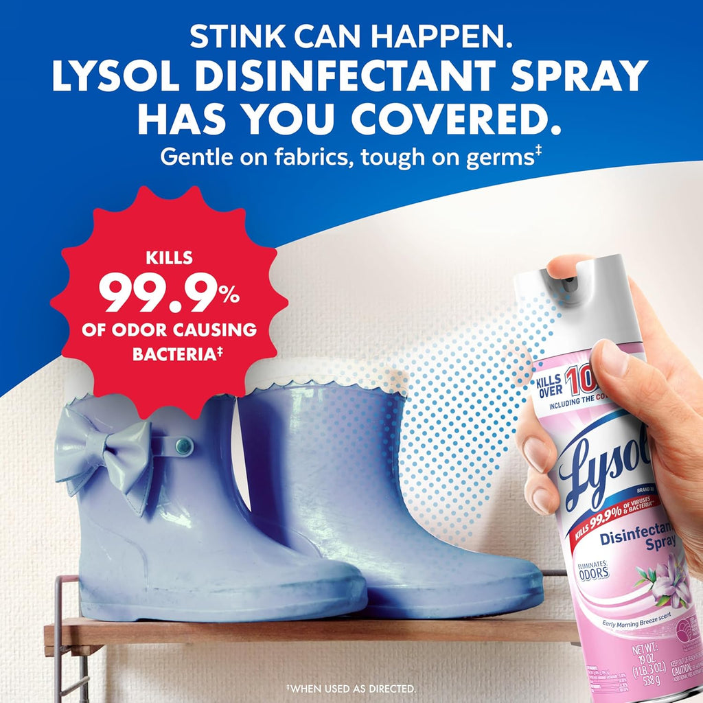 Lysol Disinfectant Spray, Sanitizing And Antibacterial Spray, For Disinfecting And Deodorizing, Early Morning Breeze, 19 Fl Oz (Pack Of 2), Packaging May Vary