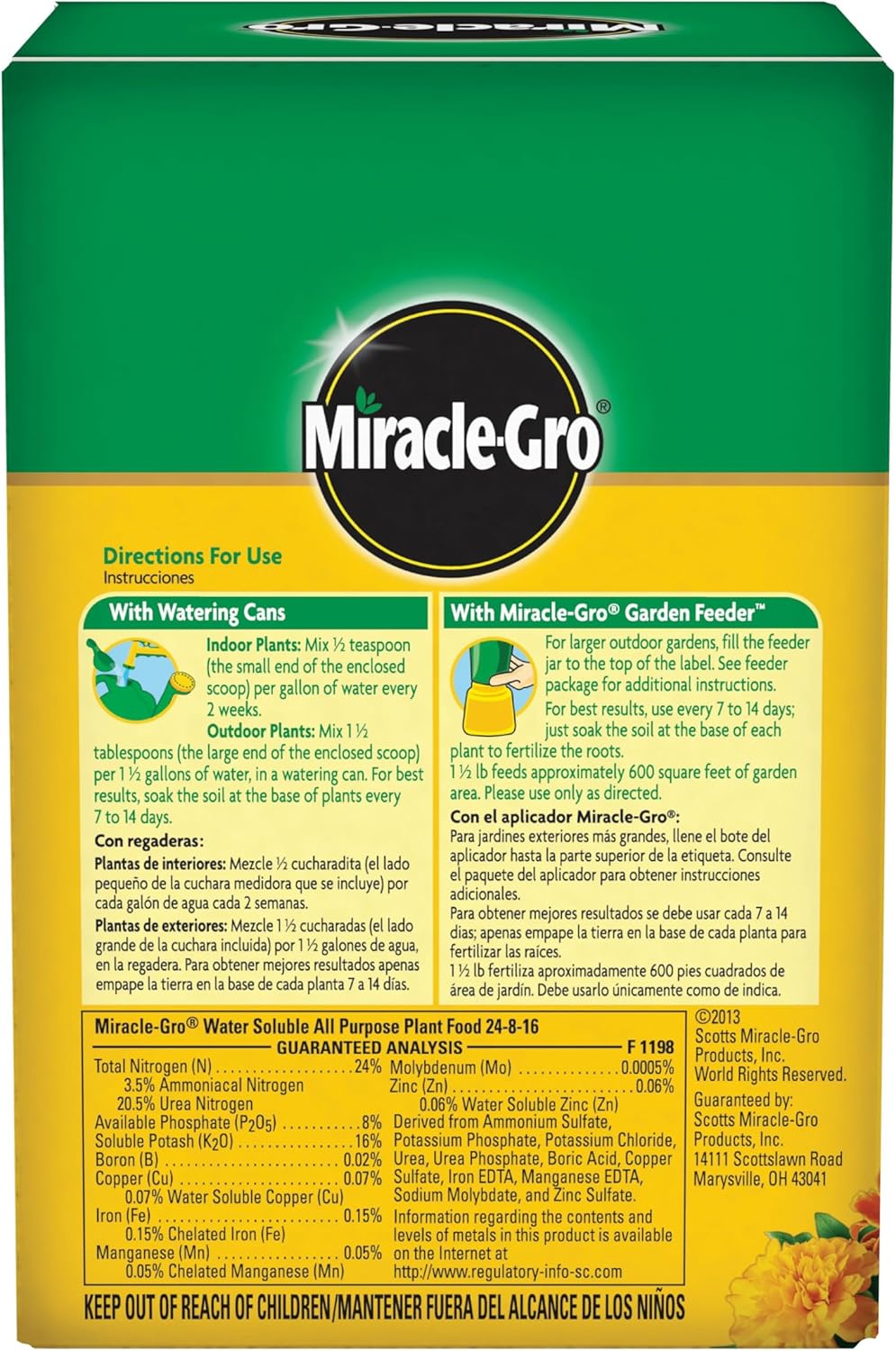Miracle-Gro Water Soluble All Purpose Plant Food, For All Indoor or Outdoor Plants, Roses, Flowers, Vegetables, Houseplants, Trees, and Shrubs, 1.5 lbs