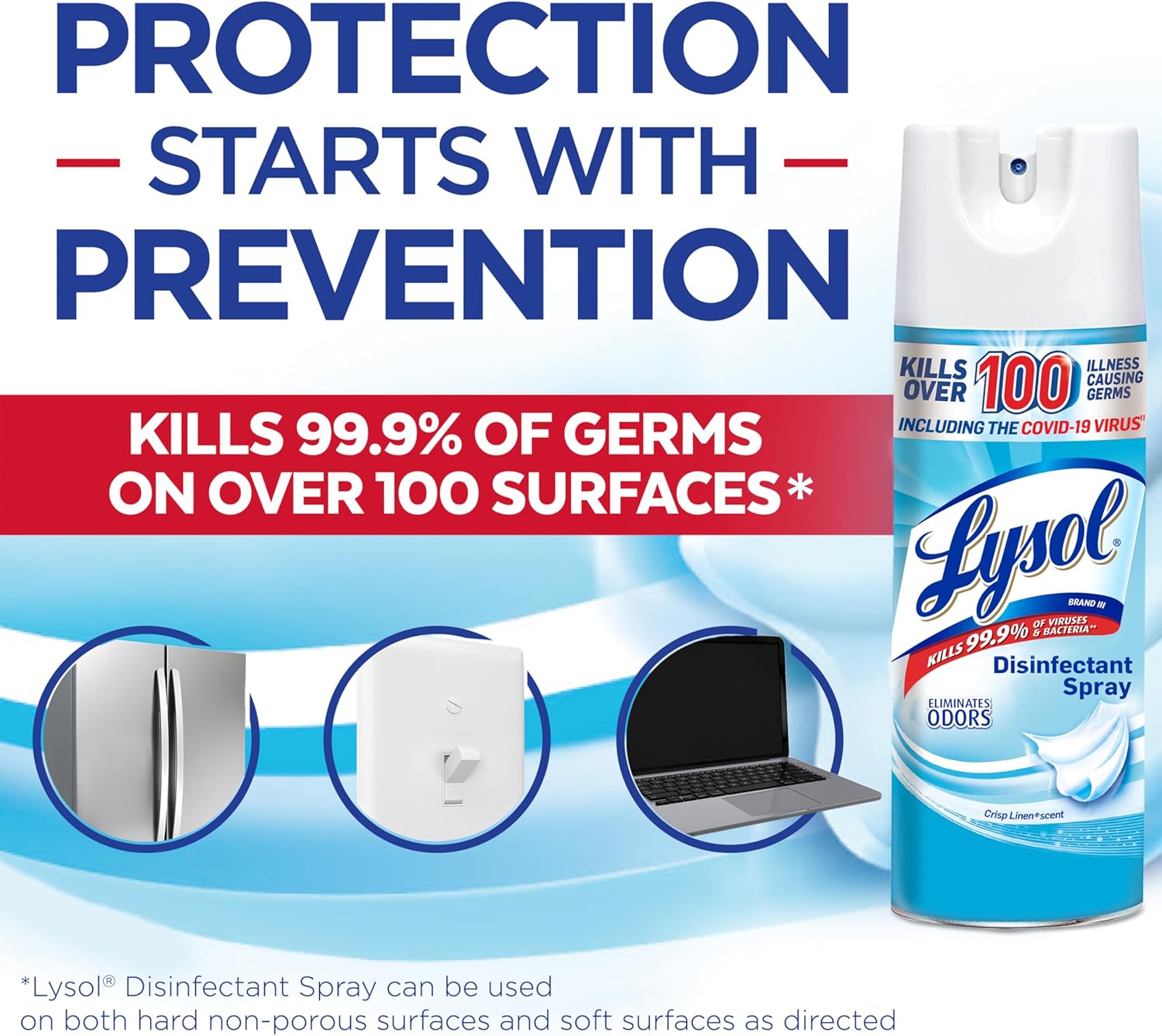 Lysol Disinfectant Spray, Sanitizing and Antibacterial Spray, For Disinfecting and Deodorizing, Crisp Linen, 12.5 Fl Oz (Pack of 2)