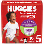 Huggies Size 6 Baby Diapers, Little Movers HuggFit 360° Baby Diapers with 360° Waistband, Size 6 (35+ lbs), 104 Count (2 Packs of 52), Packaging May Vary