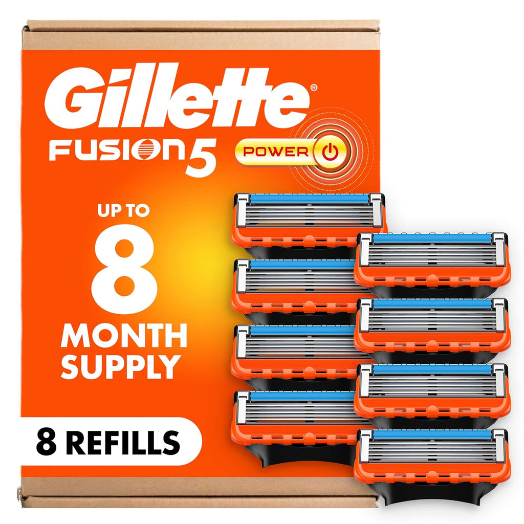 Gillette Fusion5 Power Razor Blades for Men, 5-Blade Razor Refills, 8 Count