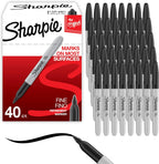 Sharpie Permanent Markers, Fine Point, Black, 40 Count - Quick Drying, Bulk Set for Classroom, Poster Boards, Office, Home, Teacher Supplies