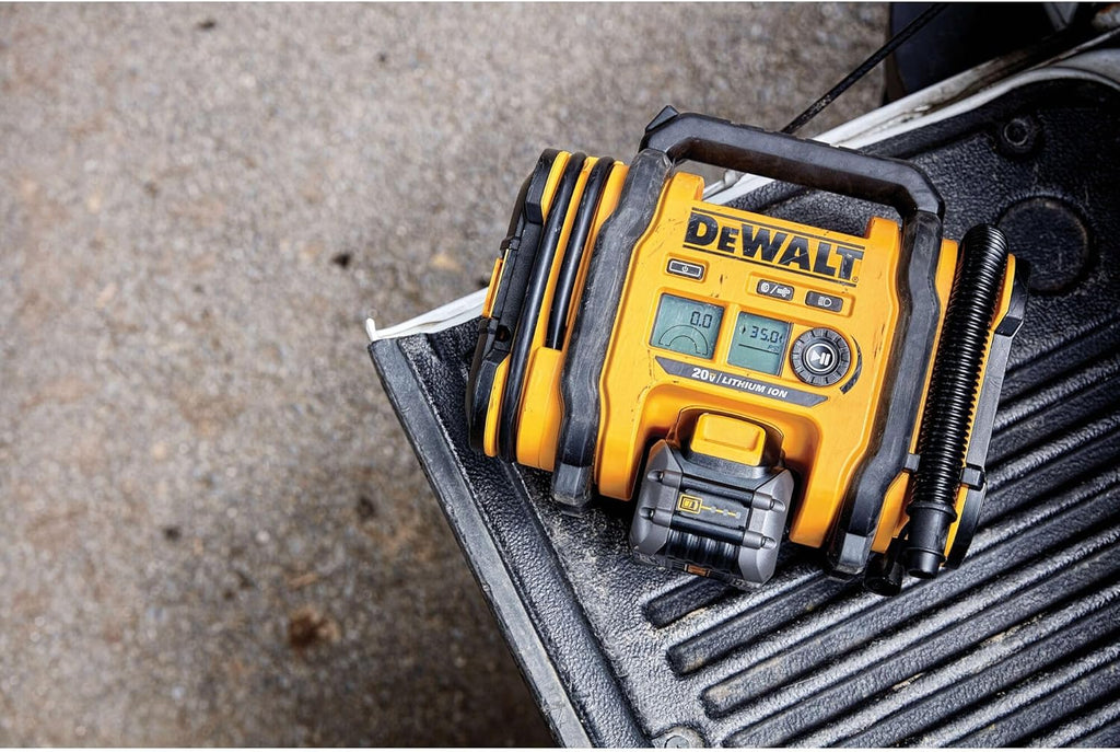 DEWALT Tire Inflator Portable Air Compressor 20V MAX, Car Air Pump with Automatic Shut Off, LED Light, Tool Only (DCC020IB)