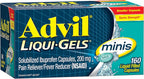 Advil Liqui-Gels Minis Pain Reliever and Fever Reducer, Pain Medicine for Adults with Ibuprofen 200mg for Pain Relief - 80 Liquid Filled Capsules