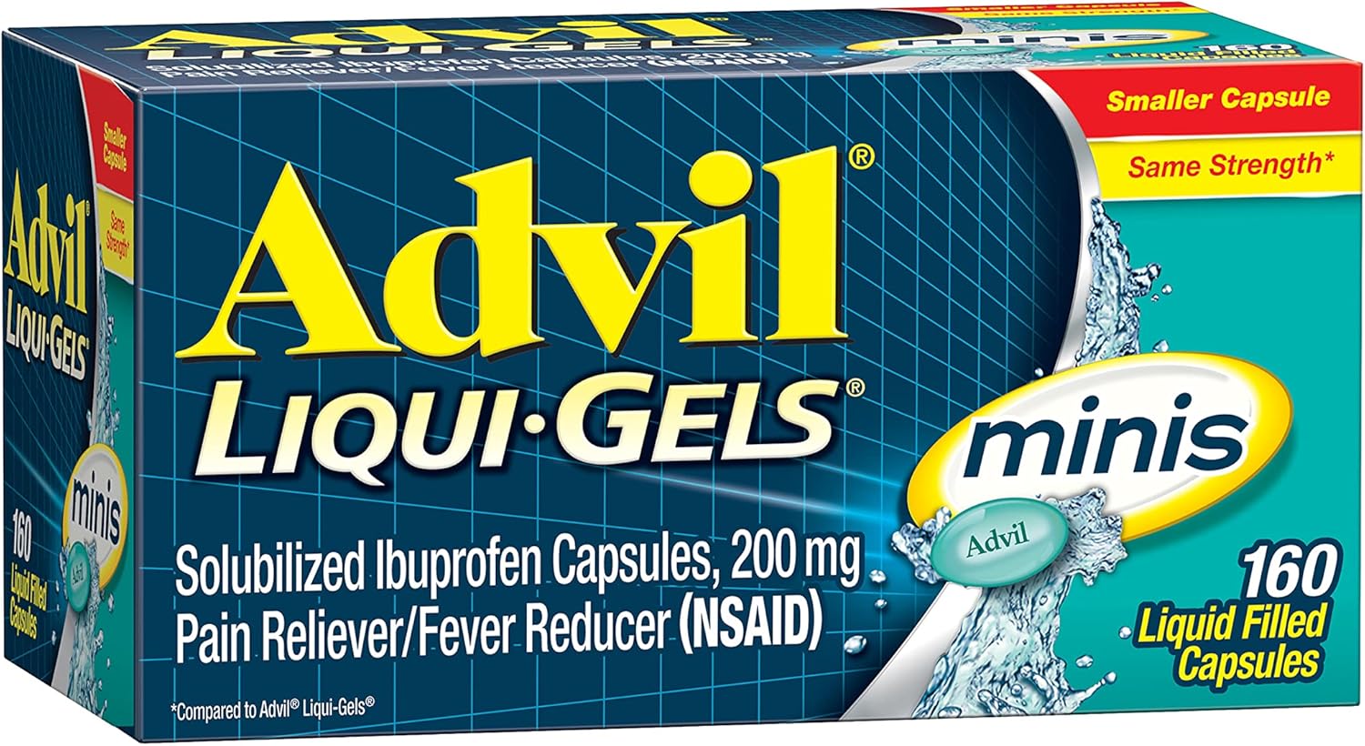 Advil Liqui-Gels Minis Pain Reliever and Fever Reducer, Pain Medicine for Adults with Ibuprofen 200mg for Pain Relief - 80 Liquid Filled Capsules