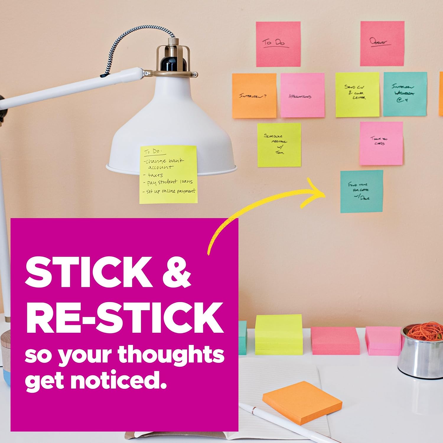 Post-it Super Sticky Notes, 24 Sticky Note Pads, 3 x 3 in., Ideal for Organization in Your Dorm, Home or Office, 2X The Sticking Power, Supernova Neons Collection