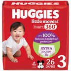Huggies Size 6 Baby Diapers, Little Movers HuggFit 360° Baby Diapers with 360° Waistband, Size 6 (35+ lbs), 104 Count (2 Packs of 52), Packaging May Vary