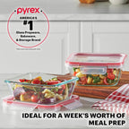 Pyrex Freshlock (5-Pack, 4 Cup) Glass Food Storage Containers Set, Airtight & Leakproof Locking Lids BPA-Free, Meal Prep Containers Set, Freezer Dishwasher Microwave Safe